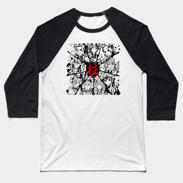 Hashira Anime Fanart Baseball T-Shirt by Planet of Tees